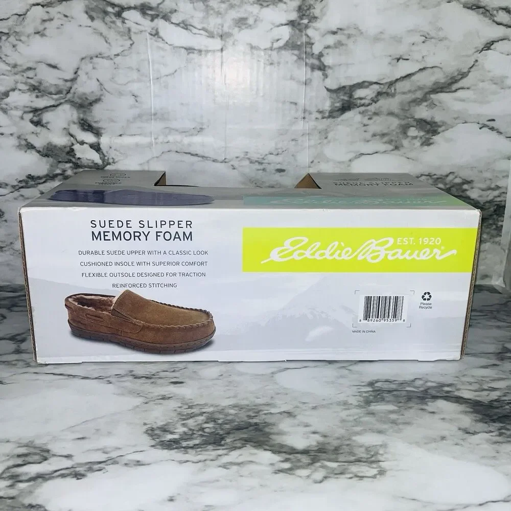 Eddie Bauer Men's Suede Slippers Memory Foam Brown XL 11-12 New